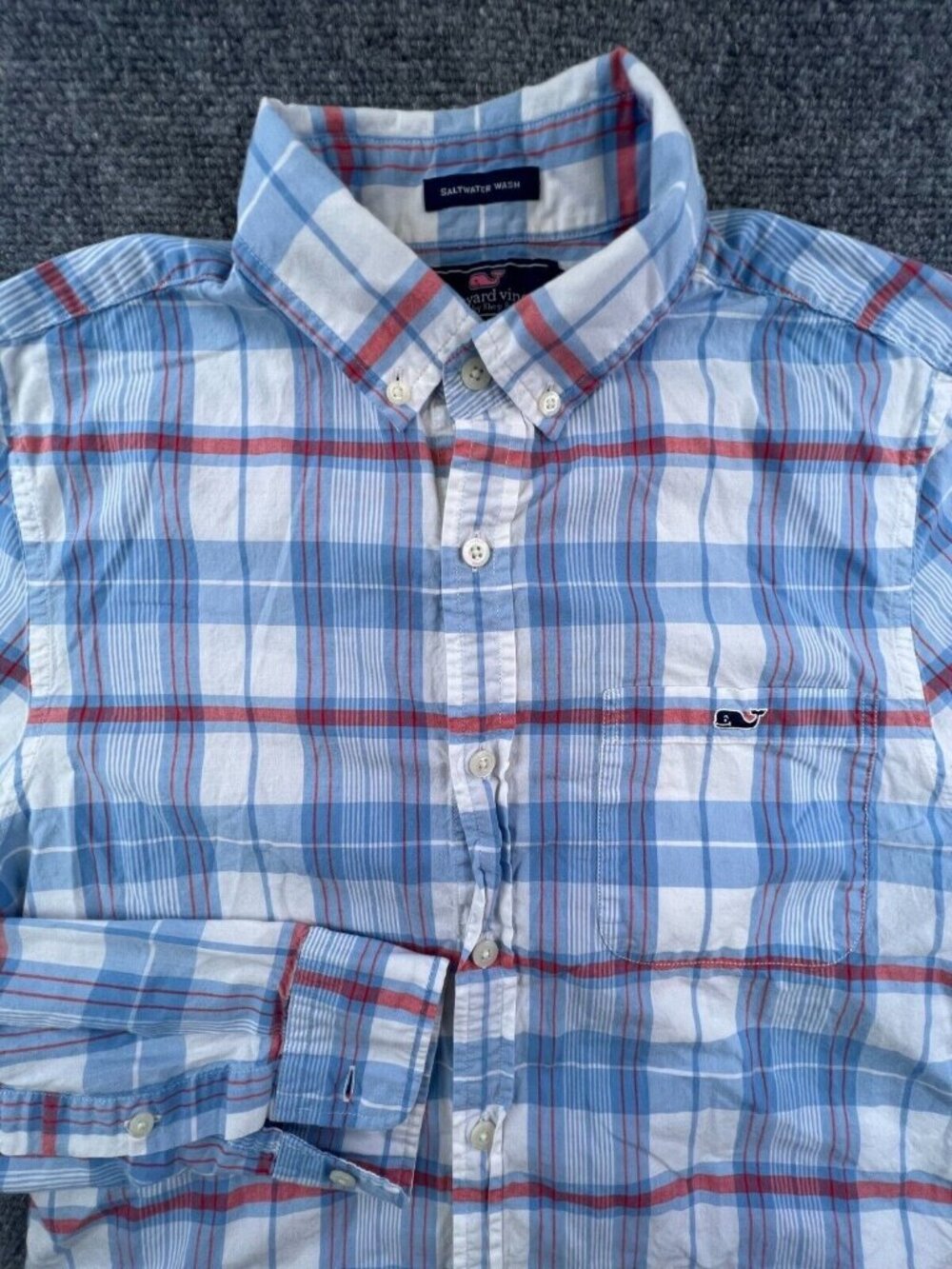 Vineyard Vines Slim Fit Tucker Shirt Saltwater Wash Men's XS Plaid Multicolor